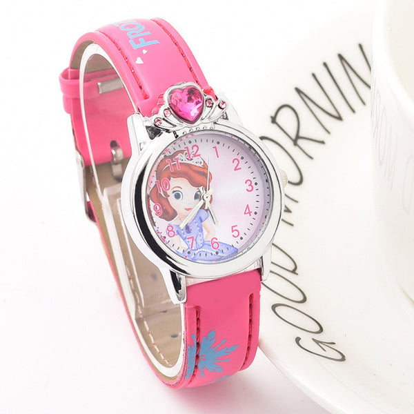 2019 New Cartoon Children Watches Princess Girls Kids Watch Spiderman Boys Students Quartz Clock Fashion Leather Wristwatch