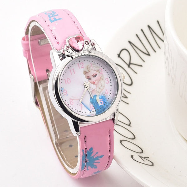 2019 New Cartoon Children Watches Princess Girls Kids Watch Spiderman Boys Students Quartz Clock Fashion Leather Wristwatch