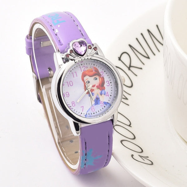 2019 New Cartoon Children Watches Princess Girls Kids Watch Spiderman Boys Students Quartz Clock Fashion Leather Wristwatch