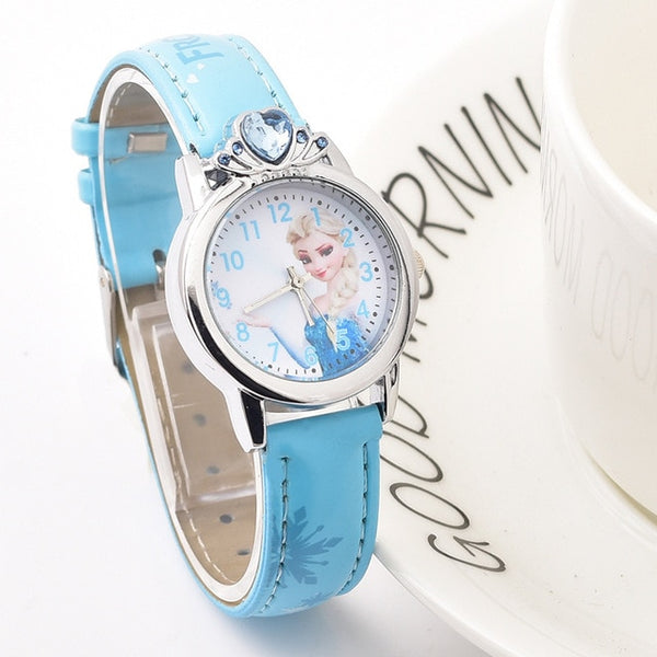 2019 New Cartoon Children Watches Princess Girls Kids Watch Spiderman Boys Students Quartz Clock Fashion Leather Wristwatch