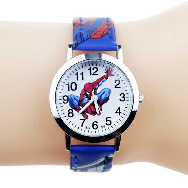 2019 New Cartoon Children Watches Princess Girls Kids Watch Spiderman Boys Students Quartz Clock Fashion Leather Wristwatch