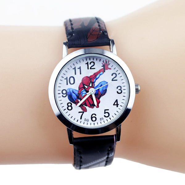 2019 New Cartoon Children Watches Princess Girls Kids Watch Spiderman Boys Students Quartz Clock Fashion Leather Wristwatch