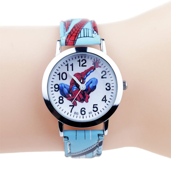 2019 New Cartoon Children Watches Princess Girls Kids Watch Spiderman Boys Students Quartz Clock Fashion Leather Wristwatch