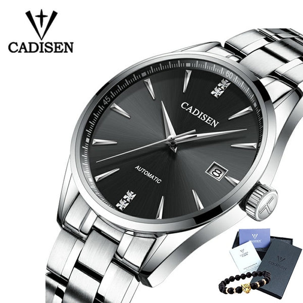 CADISEN Top Brand Luxury Men's business watch steel men watch automatic mechanical male wirstwatch waterproof relogio masculino