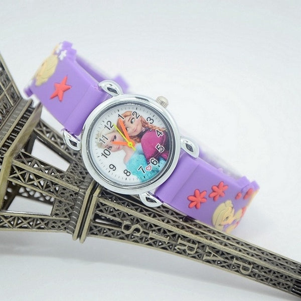 Hot Princess Elsa Pattern Children Watch Fashion Crystal Cartoon Leather Strap Quartz Wristwatch Casual Girls Kids Clock Reloj