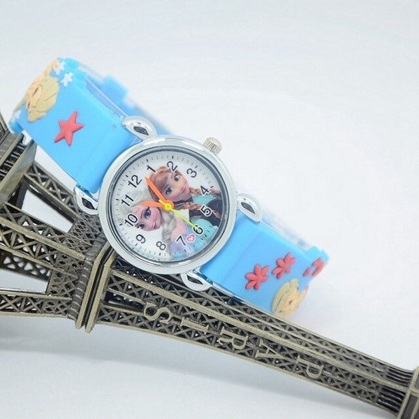 Hot Princess Elsa Pattern Children Watch Fashion Crystal Cartoon Leather Strap Quartz Wristwatch Casual Girls Kids Clock Reloj