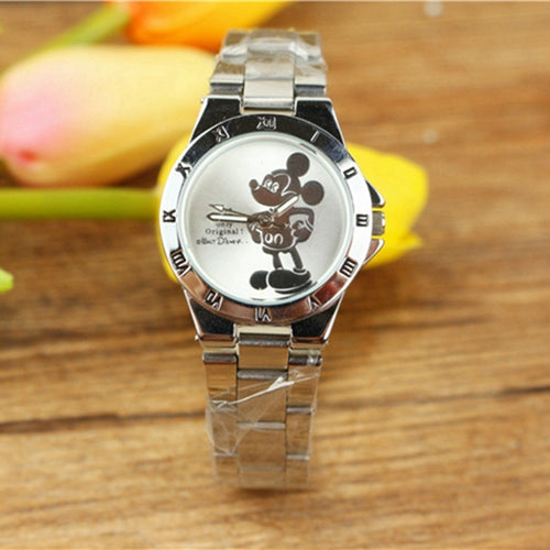 Disney Mickey Mouse Minnie Kids Student Cartoon Watch Aolly Steel Quartz Watches Clock for Boys Girls Gift