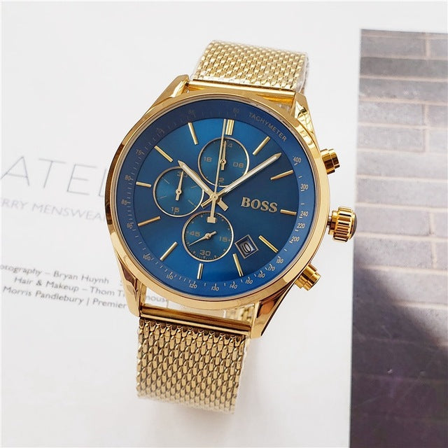 2019 Boss Watch Luxury Mens watches quartz stopwatch all function all pointers work boss waterproof man chronograph