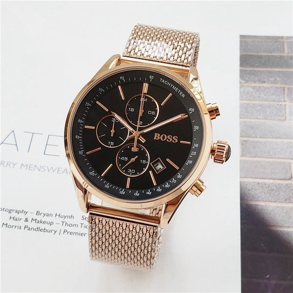 2019 Boss Watch Luxury Mens watches quartz stopwatch all function all pointers work boss waterproof man chronograph