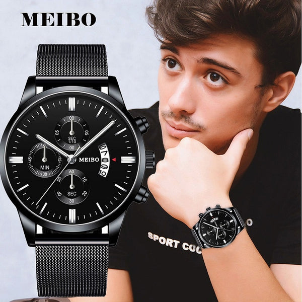 New Trendy High Quality Men Watches Leather Quartz Precision Scale Calendar Large Dial Retro Male Casual Sport Clock Relogio