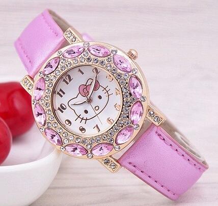 Fashion Brand Quartz Watch Children Girl Women Leather Crystal Wrist Watch Kids Wristwatch Clock relogio