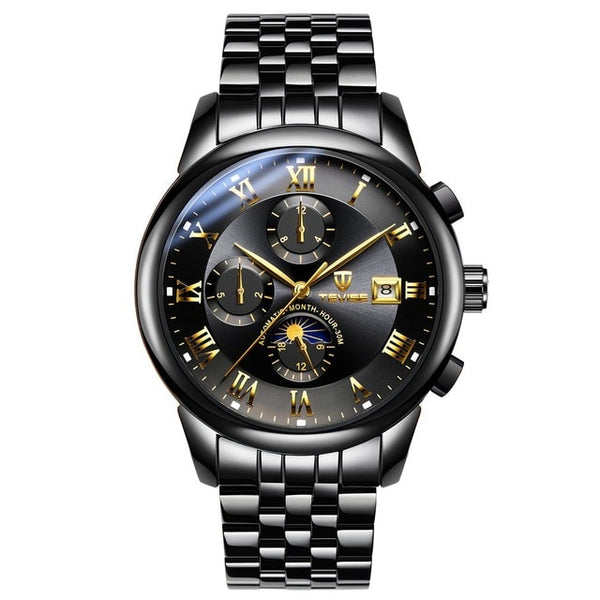 TEVISE Multifunctional 6 Pin Men Automatic Mechanics Round Dial Wrist Watch Fashionable Male Casual Stainless Steel Wristwatches