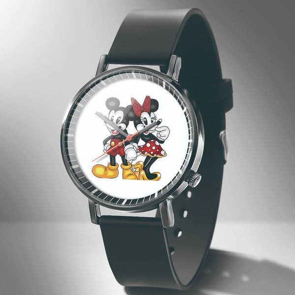 Dropshipping new fashion boys girls watches for kids mickey minnie cartoon women Leather Couple watch children christmas gift