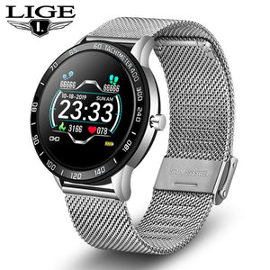 LIGE New men smart watch man IP68 waterproof sport For iPhone smartband Message vibrate call reminder smartwatch Health watch