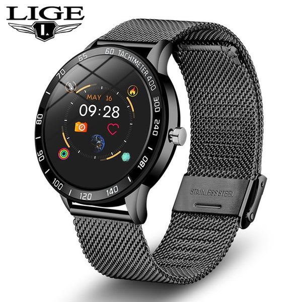 LIGE New men smart watch man IP68 waterproof sport For iPhone smartband Message vibrate call reminder smartwatch Health watch