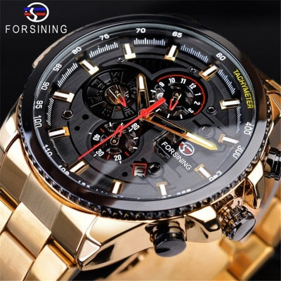 Winner Three Dial Calendar Display Alloy Men Automatic Mechanical Skeleton Wrist Watches Luxury Brand Military Sport Male Clock