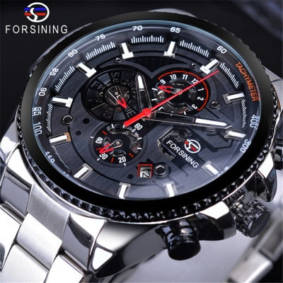 Winner Three Dial Calendar Display Alloy Men Automatic Mechanical Skeleton Wrist Watches Luxury Brand Military Sport Male Clock