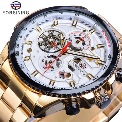 Winner Three Dial Calendar Display Alloy Men Automatic Mechanical Skeleton Wrist Watches Luxury Brand Military Sport Male Clock