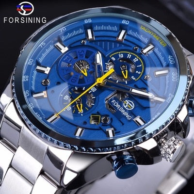 Winner Three Dial Calendar Display Alloy Men Automatic Mechanical Skeleton Wrist Watches Luxury Brand Military Sport Male Clock