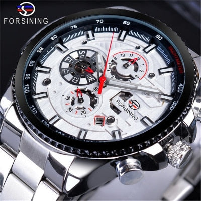 Winner Three Dial Calendar Display Alloy Men Automatic Mechanical Skeleton Wrist Watches Luxury Brand Military Sport Male Clock