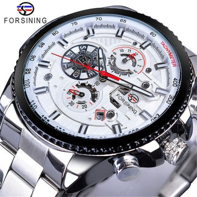 Winner Three Dial Calendar Display Alloy Men Automatic Mechanical Skeleton Wrist Watches Luxury Brand Military Sport Male Clock