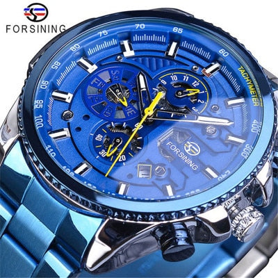 Winner Three Dial Calendar Display Alloy Men Automatic Mechanical Skeleton Wrist Watches Luxury Brand Military Sport Male Clock