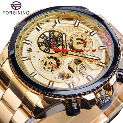 Winner Three Dial Calendar Display Alloy Men Automatic Mechanical Skeleton Wrist Watches Luxury Brand Military Sport Male Clock