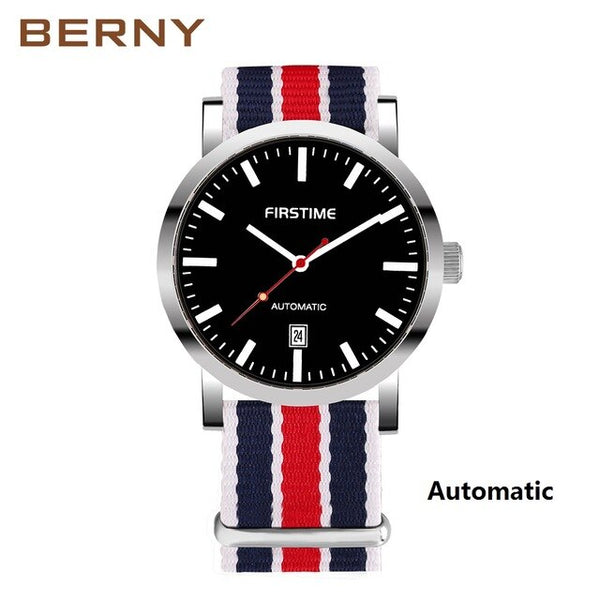 BERNY Automatic Mechanical Watches Men Waterproof Classic Auto Date Watch Men erkek kol saati free shipping Christmas present