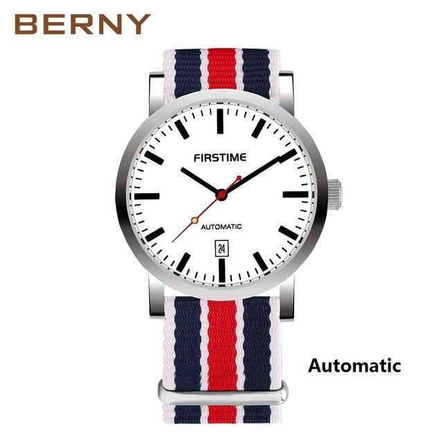 BERNY Automatic Mechanical Watches Men Waterproof Classic Auto Date Watch Men erkek kol saati free shipping Christmas present