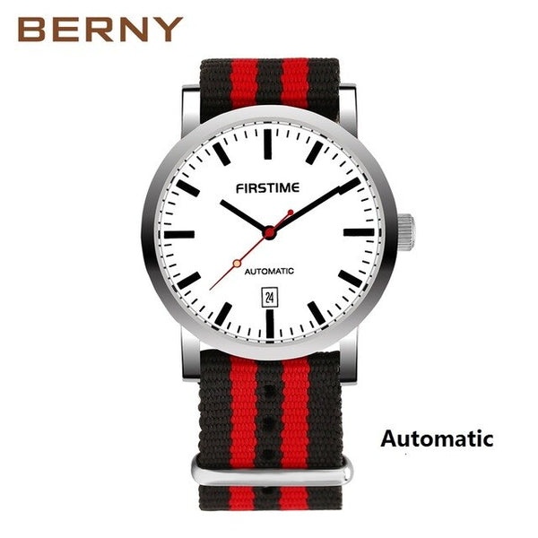 BERNY Automatic Mechanical Watches Men Waterproof Classic Auto Date Watch Men erkek kol saati free shipping Christmas present