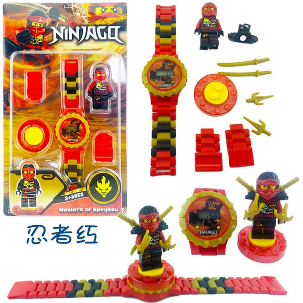 Super Hero Spiderman Building block Children Watch Ninjagoed Marvel Avengers Compatible with Legoed Figures Bricks kid Toy Clock