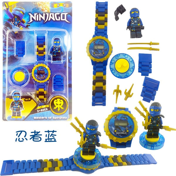 Super Hero Spiderman Building block Children Watch Ninjagoed Marvel Avengers Compatible with Legoed Figures Bricks kid Toy Clock