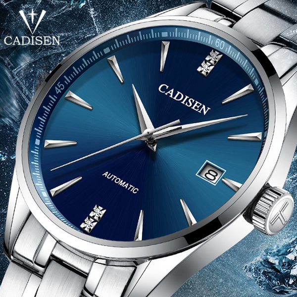 CADISEN Top Brand Luxury Men's business watch steel men watch automatic mechanical male wirstwatch waterproof relogio masculino