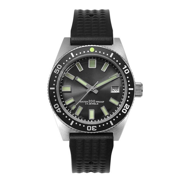 San Martin 62Mas Diver Automatic Mechanical Men Watch NH35 Stainless Steel Ceramic Bezel Sunray Dial Rubber Calendar Luminous