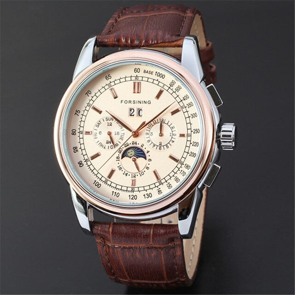 Fashion trend, sun and moon, Roman numerals, automatic mechanical watch, male watch