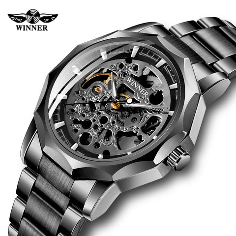 Top Brand Men WINNER Watch Skeleton Automatic Mechanical Watch Cool Skeleton Men Watch Luminous Hands Clock