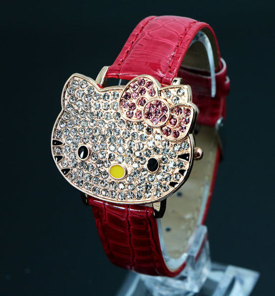 Fashion Brand Quartz Watch Children Girl Women Leather Crystal Wrist Watch Kids Wristwatch Clock relogio