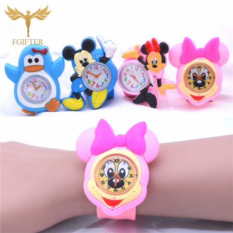 Cute Kids Toys Plastic Watches Rubber Automatic Belt Cartoon Clock Electronic Watch 1-7 years old Boy Girl Children Toy Gifts