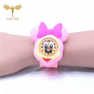 Cute Kids Toys Plastic Watches Rubber Automatic Belt Cartoon Clock Electronic Watch 1-7 years old Boy Girl Children Toy Gifts