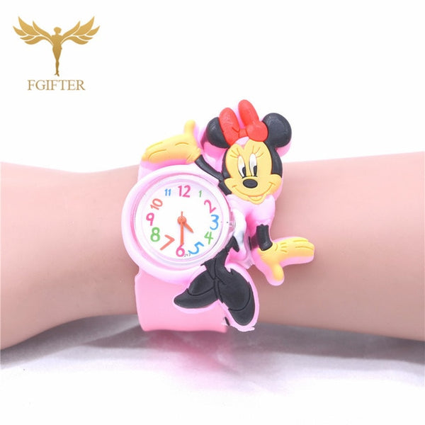 Cute Kids Toys Plastic Watches Rubber Automatic Belt Cartoon Clock Electronic Watch 1-7 years old Boy Girl Children Toy Gifts