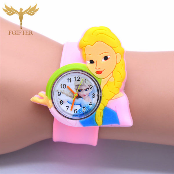 Cute Kids Toys Plastic Watches Rubber Automatic Belt Cartoon Clock Electronic Watch 1-7 years old Boy Girl Children Toy Gifts