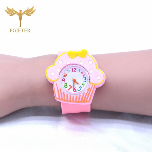 Cute Kids Toys Plastic Watches Rubber Automatic Belt Cartoon Clock Electronic Watch 1-7 years old Boy Girl Children Toy Gifts