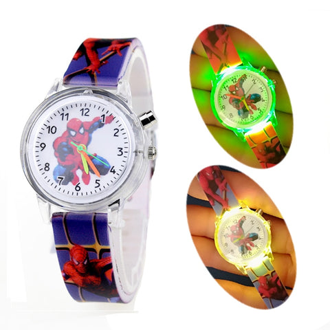 Glow Light Flash Spiderman Children Watch 3D Car Kids Watches Girls Boys Child Clock Baby Birthday Gift Reloj infantil