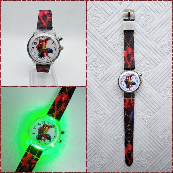 Glow Light Flash Spiderman Children Watch 3D Car Kids Watches Girls Boys Child Clock Baby Birthday Gift Reloj infantil