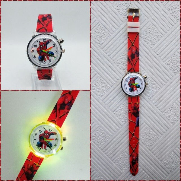 Glow Light Flash Spiderman Children Watch 3D Car Kids Watches Girls Boys Child Clock Baby Birthday Gift Reloj infantil