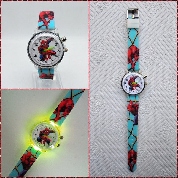 Glow Light Flash Spiderman Children Watch 3D Car Kids Watches Girls Boys Child Clock Baby Birthday Gift Reloj infantil