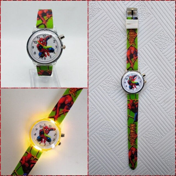 Glow Light Flash Spiderman Children Watch 3D Car Kids Watches Girls Boys Child Clock Baby Birthday Gift Reloj infantil