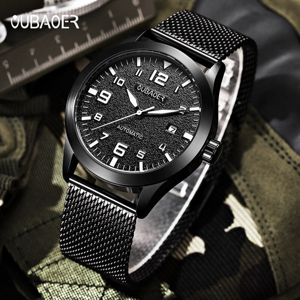 2018 New Men's WristWatch OUBAOER Stainless steel Casual Automatic Mechanical Men Watches Male reloj hombre