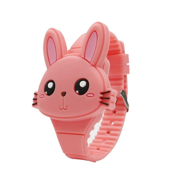 1 Pcs Kids LED Electronic Watch Silicone Band Cartoon Rabbit Flip Case Wrist Watch Lovely Gift AIC88