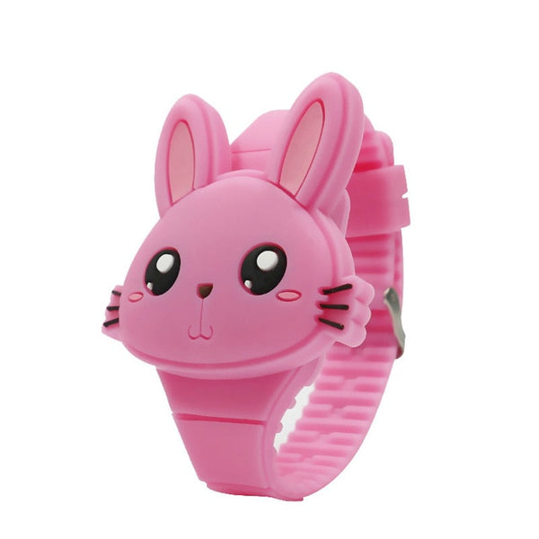 1 Pcs Kids LED Electronic Watch Silicone Band Cartoon Rabbit Flip Case Wrist Watch Lovely Gift AIC88